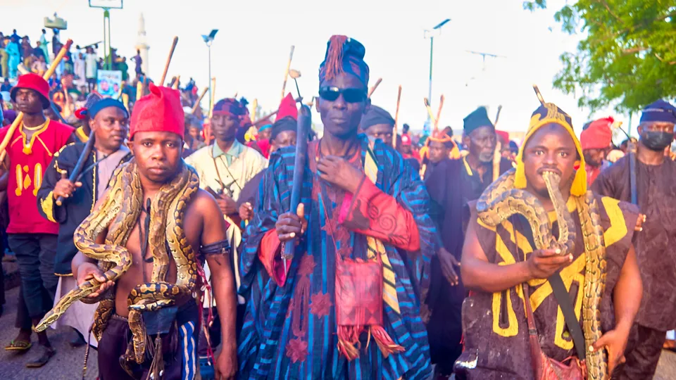 Traditional hunters at the 2026 Gombe Durbar